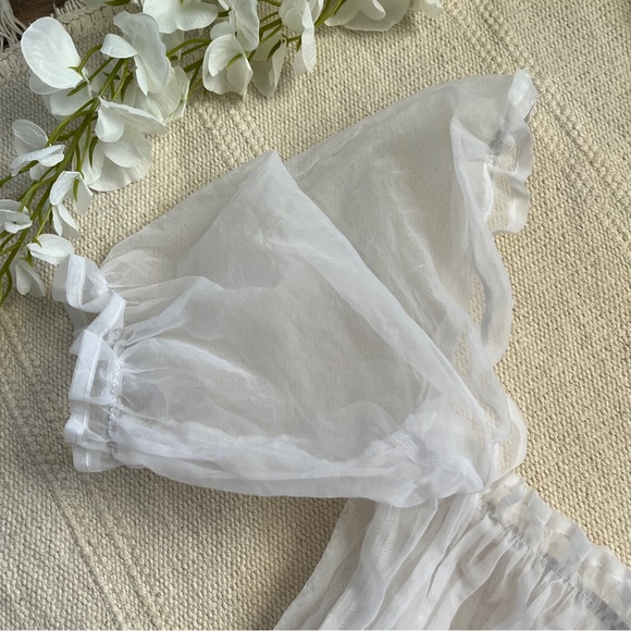 For Love & Lemons Sheer Peasant Top Wedding Honeymoon Bridal Resort Festival - Picture 3 of 9